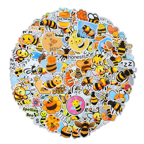 GEEHUA 100 Stück Bienen Aufkleber, Biene Aufkleber Bienen Stickers Tiere Sticker Klein Bee Stickers Honeybee Aufkleber Wasserflaschen Aufkleber Laptop Stickers Gepäck Skateboard Gitarre Stickers von GEEHUA