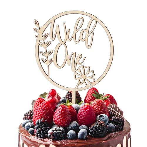 GEEHUA 2 Stück Holz Wild One Geburtstag Cake Topper, 23cm Cake Topper 1. Geburtstag Deko Kuchendeko Tortendeko Kuchendeko 1. Geburtstag Tortendeko Junge Kuchendeko Geburtstag von GEEHUA