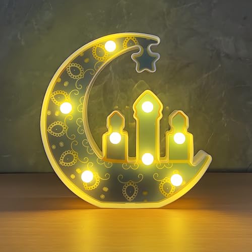 Ramadan Deko Ramadan Lichterkette, Ramadan Dekoration Lampe Mond und Sterne Eid Mubarak Ramazan Dekor Laterne, Ramadan Licht für Muslim Ramadan Schlafzimmer Tisch Deko, Ramadan Tischdeko Geschenke von GEEKEO