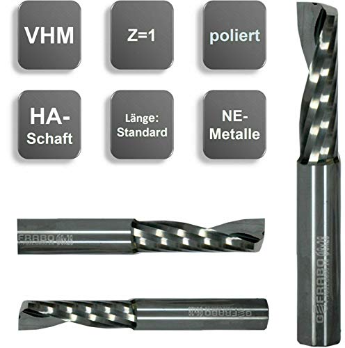 VHM Alufräser, Einzahnfräser Z=1, poliert, Ø 1-12 mm langer Einschneider, Fräser,Schaftfräser (3,0 x 15 x 45 - d2=3 mm) von GEFRABO