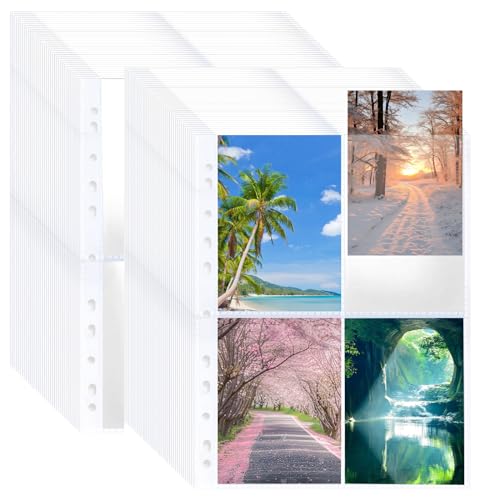 100 Pack 800 Taschen A4 Fotohüllen, Doppelseitiger 8 Taschen Foto Seitenschutz, Klarsichtfolien, Sammel Karten & Fotohüllen, Glasklar Prospekthüllen, Klarsichthüllen a4 Postkartenhüllen (105x155 mm) von GEGNNS