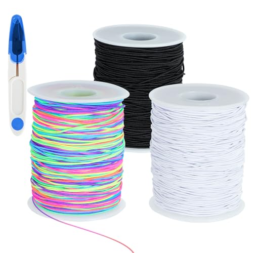 3 Rollen 1 mm x 100m Gummikordel, Gummikordel, Gummischnur, Perlenschnur Gummiband, Schmuckherstellung Schnur Elastische Faden, Stretch Schnur, Gummiband für DIY Armbänder Schmuck, Armband, Halsketten von GEGNNS