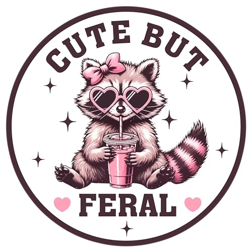 Cute But Feral Patch 7,6 cm Waschbär Trinkwasser, Rosa, Liebestier zum Aufbügeln oder Aufnähen, Stickerei-Aufnäher für Trucker, Hüte, Kleidung, Rucksack, DIY-Zubehör, Kollegen, Freunde, Mutter, von GELATUDU