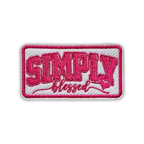 Simply Patch 7,6 cm rosa Herz Positive Motivation Meme Lustig Aufbügeln/Aufnähen Stickerei Stoff Applikation Patches für Trucker Hüte Kleidung Rucksack DIY Zubehör Kollegen Freunde Mutter Geschenke von GELATUDU