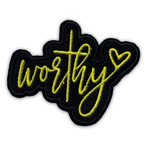 Worthy Patch 7,6 cm Herz niedlich positive Motivation Meme Lustig Aufbügeln/Aufnähen Stickerei Stoff Applikation Patches für Trucker Hüte Kleidung Rucksack DIY Zubehör Kollegen Freunde Mutter von GELATUDU