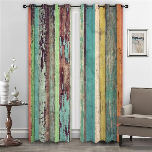 GELOUT Verdunkelungsvorhänge 3D Digitaldruckvorhänge Für Curtain Scheunentür Aus Holz 240cm lang 270cm Breite Vorhänge Für Wohnkultur von GELOUT