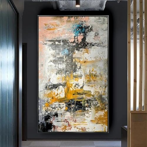 GELYX Moderne Farbe, abstraktes großes strukturiertes Ölgemälde, minimalistische Kunst, Wandkunst, Bilder, Gemälde, Drucke, Leinwand, Wandkunst, Poster, Leinwand, 30 x 60 cm, rahmenlos von GELYX