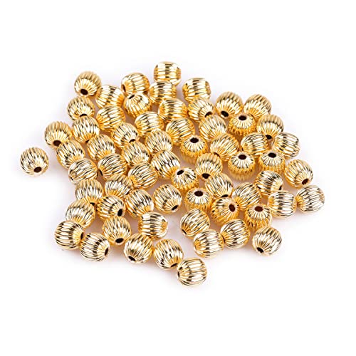 Gem-Inside 100 Stück 18 Karat Gelbgold gefüllte Perlen 3 mm hypoallergen gewellte glatte Abstandshalter Perlen für Schmuckherstellung Großhandel Metallperlen DIY Handarbeitszubehör von GEM-INSIDE CREATE YOUR OWN FASHION