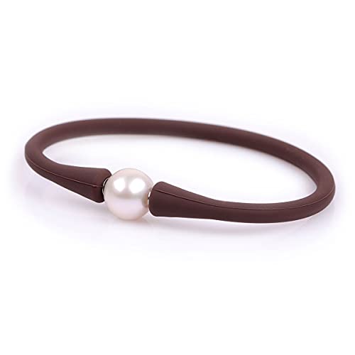 Gem-Inside 11 mm echte Perle Brautjungfer Kaffee Braun Stimmung stapelbar Silikon Gummi Stretch Süßwasser-Zuchtperlen Schmuck Armbänder für Frauen 17,8 cm von GEM-INSIDE CREATE YOUR OWN FASHION