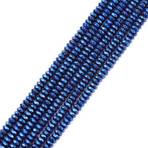 Gem-Inside 2 x 4 mm nicht-magnetische blaue Hämatit-Rondelle-Metallperlen, natürlicher Edelstein, Heishi-Abstandshalter für DIY-Armbänder, Halsketten, Schmuckherstellung, Bastelprojekte, Strang, 38,1 von GEM-INSIDE CREATE YOUR OWN FASHION