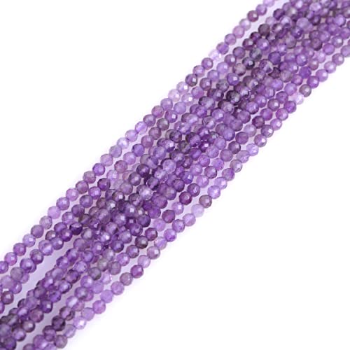 Gem-Inside 3 mm natürlicher violetter Amethyst, echter Kristall, facettiert, Abstandshalter für Schmuckherstellung, Strang, 38,1 cm von GEM-INSIDE CREATE YOUR OWN FASHION