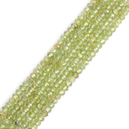 Gem-Inside 3 x 4 mm Peridot facettierte Rondelle-Perlen, natürlicher Edelstein, Heishi-Abstandshalter, Perlen für Schmuckherstellung, Armband, Halskette, Bastelprojekt, Strang, 38,1 cm von GEM-INSIDE CREATE YOUR OWN FASHION