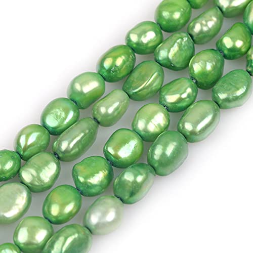 Gem-Inside 8-9 mm grüne Perlen echte Süßwasser-Zuchtperle Edelstein Perlen für Schmuckherstellung Bulk volle 38,1 cm von GEM-INSIDE CREATE YOUR OWN FASHION
