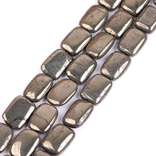 SHG Store 13x18mm Rechteck Silber Grau Pyrit Perlen Strang 15 Zoll Schmuckherstellung Perlen von GEM-INSIDE CREATE YOUR OWN FASHION