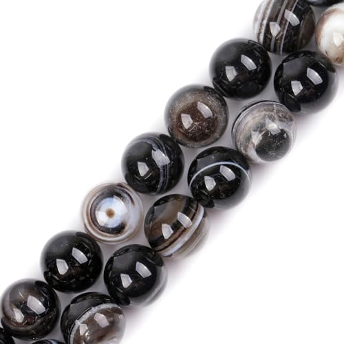 SHG store 14mm Kugel Edelstein Banded Achat Perlen Strang 15 Zoll Schmuckherstellung Perlen von GEM-INSIDE CREATE YOUR OWN FASHION