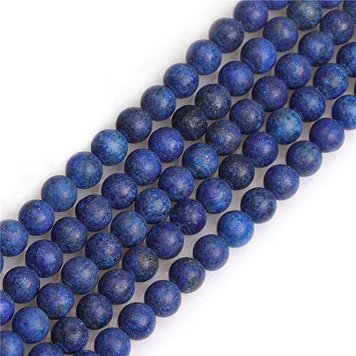 SHGbeads Lapislazuli-Halbedelstein-Perlen, rund, lose Perlen für Schmuckherstellung, DIY, Handarbeit, Bastelbedarf, 6 mm, matt, Blau, 38,1 cm von GEM-INSIDE CREATE YOUR OWN FASHION