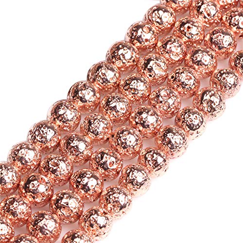 SHGbeads Rose-Gold Metallic beschichtet Edelstein lose Volcanic Rock Perlen für Schmuckherstellung, rund, 4 mm, 38,1 cm, Rose 10mm, 10 mm von GEM-INSIDE CREATE YOUR OWN FASHION