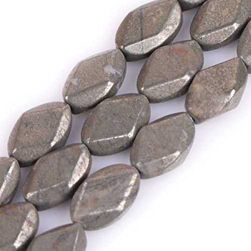 Sweet & Happy Girl'S Store 10x16mm ovale Edelstein Silber Grau Pyrit Perlen Strang 15 Zoll Schmuckherstellung Perlen von GEM-INSIDE CREATE YOUR OWN FASHION