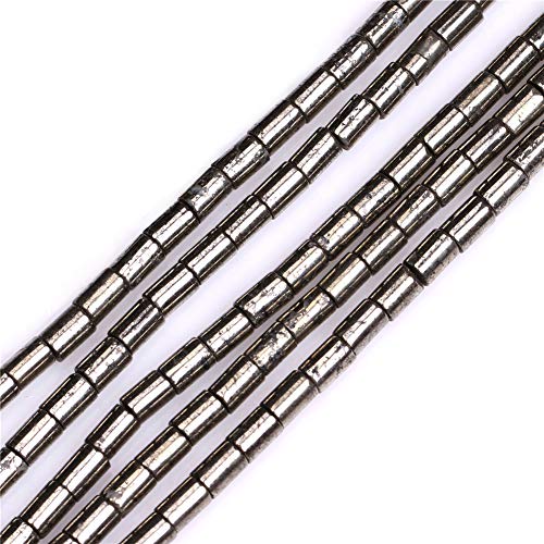 Sweet & Happy Girl'S Store 4x6mm Spalte Edelstein Silber Grau Pyrit Perlen Strang 15 Zoll Schmuckherstellung Perlen von GEM-INSIDE CREATE YOUR OWN FASHION