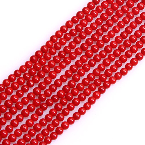 Sweet & Happy Girl's store 3mm runde Edelstein Red Coral Strand Rocailles 15 Zoll Schmuckherstellung Perlen von GEM-INSIDE CREATE YOUR OWN FASHION