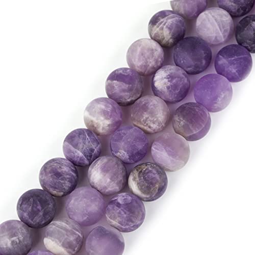 gem-inside Amethyst Edelstein Stein Perlen matt, gefrostet rund natur 6 mm Crystal Energy Stone Heilkraft für Schmuckherstellung 38,1 cm 10mm violett von GEM-INSIDE CREATE YOUR OWN FASHION