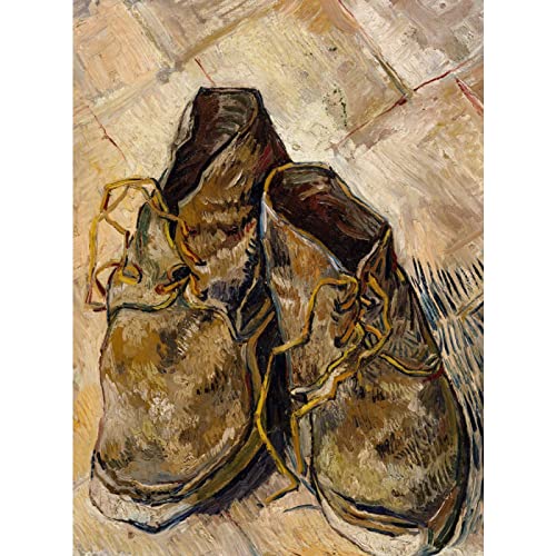 GEMMII Bilder auf Leinwand XXL,Van Gogh Gemälde Reproduktion Ein Paar Schuhe Posterdrucke auf Leinwand Wandkunst für Wohnzimmer Wohnkultur 60 x 85 cm Rahmenlos von GEMMII