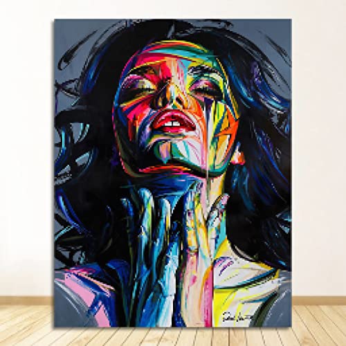 GEMMII Graffiti Art Frauen Porträt Gesicht Leinwand Wandkunst Bunte abstrakte Frauenbilder Bild auf Leinwand Poster und Drucke Dekor 80 x 120 cm Rahmenlos von GEMMII