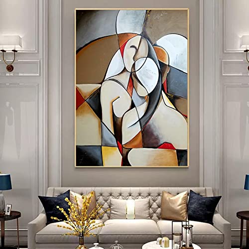 GEMMII Künstler Picasso Bild Auf Leinwand XXL - Berühmte Kunstwerke Abstrakte Träumende Frau Leinwand Gemälde Vintage Wandbild Wohnkultur 80x120cm Rahmenlos von GEMMII