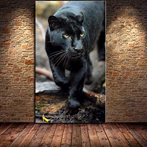 GEMMII Schwarzer Panther Wandkunst, Abstraktes Tier-Leinwandbild Schwarzer Panther Leinwanddruck Bilder XXL,HD-Druck, Poster, Kunstwerk, Bild, 29,7 x 42 cm, rahmenlos von GEMMII