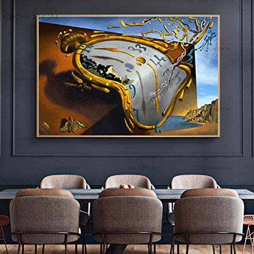 GEMMII Wandbild Druck auf Leinwand XXL, Salvador Dali The Persistence of Memory Leinwand-Wandkunst, Poster und Drucke, berühmte Kunstbilder, Wanddekoration, 80 x 120 cm, rahmenlos von GEMMII