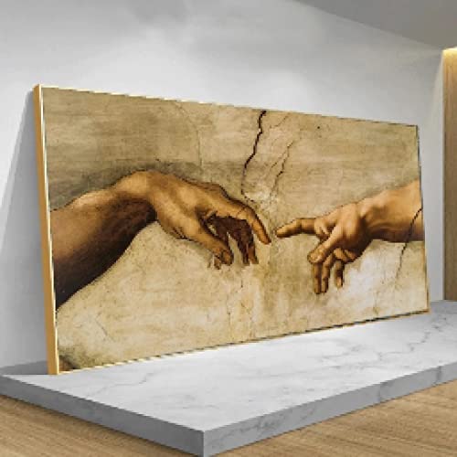 Gerahmte berühmte Kunst „Hand in Hand: Die Erschaffung Adams von Michelangelo“, Bilder auf Leinwand, Wandposter und Drucke, 50 x 100 cm von GEMMII