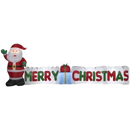 Gemmy Industries Airblown Merry Christmas Schild Weihnachtsmann und Strumpf, klein von GEMMY