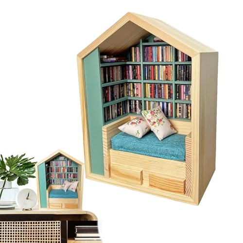 3D Buchecke, Miniatur Bucheckenset | 3D Regalpuzzle – Bibliothek für kleines Haus 3D, kreatives Handwerk, Dekoration aus Holz, kleine Welt im Inneren des Holzes für und Mädchen von GENERIC