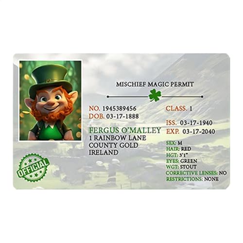 Nummernschild, lustig, lustig | Kreative Neuheit Karte für den St. Patrick's Day, Ferienwalk | Mit einzigartigen Elementen, Lizenzkarten, Zubehör von GENERIC