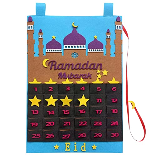 Ramazan Countdown Kalender | Ramazan Deko Filz | Ramasan Countdown Kalender Ornament mit beweglichen Sternen | Ramasan Adventskalender für Geschenk von GENERIC