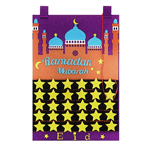 Ramazan Countdown Kalender | Ramazan Deko Filz | Ramasan Countdown Kalender Ornament mit beweglichen Sternen | Ramasan Adventskalender für Geschenk von GENERIC