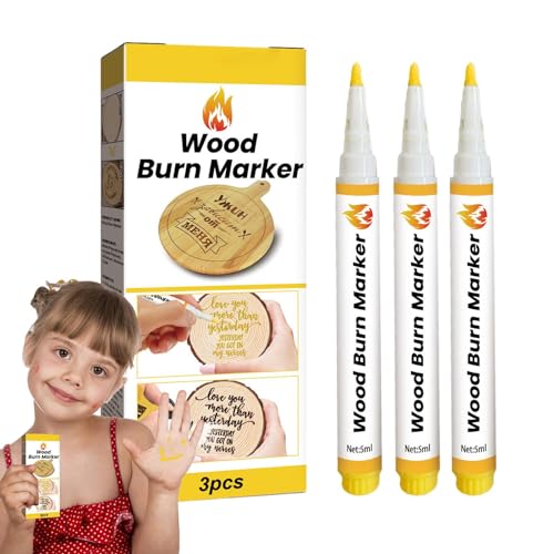 Scorch Pen Marker, Holzverbrennungsmarker - 3 Stück 5 ml Holzstift - Kreativer Brandmarker, Innovative Handwerkswerkzeuge für Anfänger, Kunsthandwerk, Kunst von GENERIC