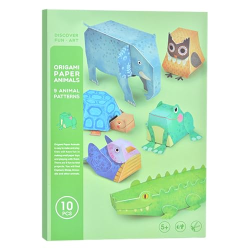 Set zum Falten von Papier, Papierfalthandwerk | 3D-Tier-Faltpapier-Set, Lernspielzeug für Kinder ab 5 Jahren und älter, Reise-Spielaktivitäten im Auto von GENERIC