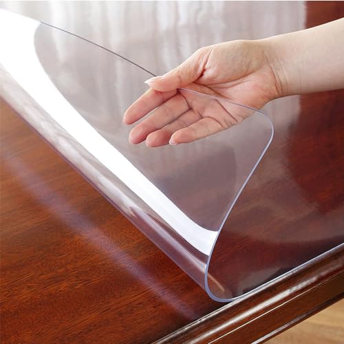 Transparente Tischdecke Tischfolie Glasklar Folie,2Mm Geruchlos Tischdecke,Tischfolie Transparent Mit Abgerundete Ecken/Tischdecke Wasserdicht,PVC Folie Schutzfolie,60X180cm von GENERIC