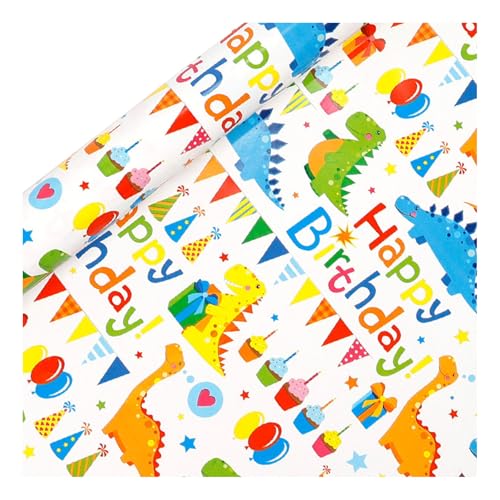 GENERISCH Children's Birthday Gift Wrapping Paper, 1 Rolls, 43 cm x 300 cm Wrapping Paper Rolls Boy, Recyclable Gift Paper for Adults, Birthday Gift Wrapping Paper for All Birthday Occasions von GENERISCH