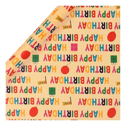 GENERISCH Children's Birthday Gift Wrapping Paper, 1 Rolls, 43 cm x 300 cm Wrapping Paper Rolls Boy, Recyclable Gift Paper for Adults, Birthday Gift Wrapping Paper for All Birthday Occasions von GENERISCH