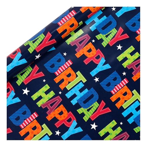 GENERISCH Children's Birthday Gift Wrapping Paper, 1 Rolls, 43 cm x 300 cm Wrapping Paper Rolls Boy, Recyclable Gift Paper for Adults, Birthday Gift Wrapping Paper for All Birthday Occasions von GENERISCH