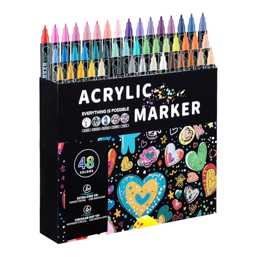 GENERISCH Doppelspitzige Acrylmalstifte stapelbare Marker für Künstler Designer schnelltrocknend wasserfest ideal für detaillierte Arbeiten kreative Projekte 10 ml (Blue, One Size) von GENERISCH