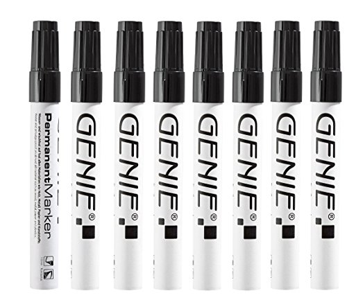 Genie 12592 Permanent Marker (mit 1-3 mm Rundspitze und Metallschaft) 8er Pack; schwarz von GENIE