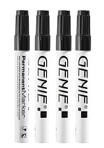 Genie 40030 Permanent Marker; schwarz; 4 er Pack mit 1-3 mm Rundspitze und Metallschaft von GENIE