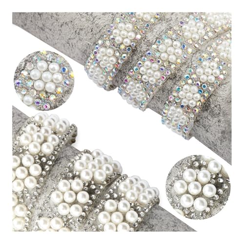 1 Yard/Partei ABS Runde Perle Strass Finish Dekoration Kristallband Applikationen für Schuhbekleidung (A B 2 yards) von GENODA