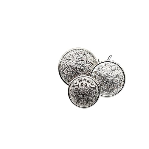 10 Stück 15/18/20 mm hohle Metallknöpfe Zierknöpfe Runde Knöpfe für Kleidung Nähzubehör DIY Basteln (Silber, 15mm) von GENODA