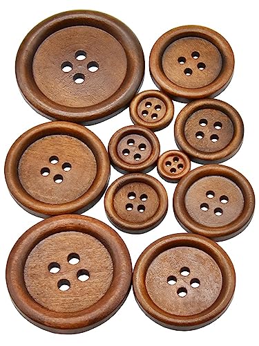 10 Stück 30 Stück Naturholz Rundrohr Holzknopf 10-30mm Nähen Zubehör Kleidung DIY Dekorative Knöpfe Kaffee 4 Löcher (Knopf MT80, Durchmesser 40mm 10pcs) von GENODA