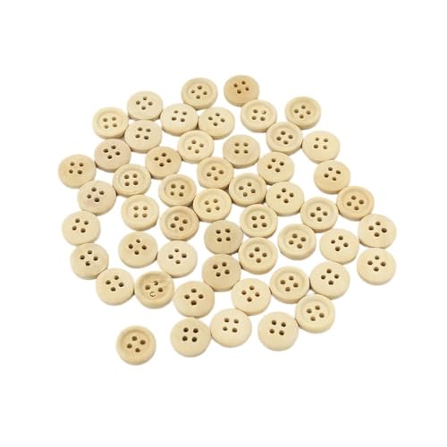 30-100 STÜCKE Multi Größen Runde Knöpfe Gemischte Holzknöpfe Natürliche Farbe 4-Loch Scrapbooking DIY Nähen Zubehör (13mm 50pcs) von GENODA