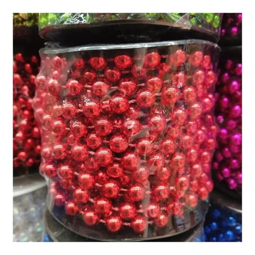 ABS Nachahmung Perlen Perlenkette 8mm Weihnachten Vorhang Dekoration DIY Zubehör Weiß Rot Blau Grün (Rot) von GENODA